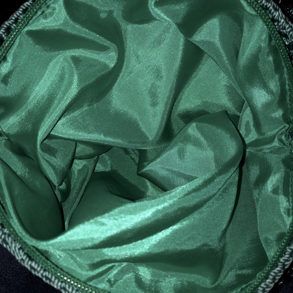 Crochet Crossbody Bag Teal Zipper Closure EUC - Picture 7 of 11